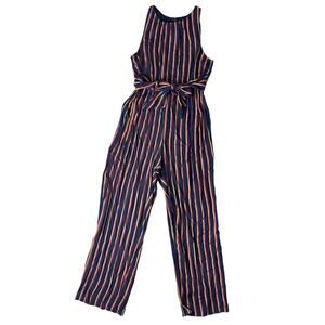Plenty by Tracy Reese Striped Jumpsuit waist tie wide leg womens medium